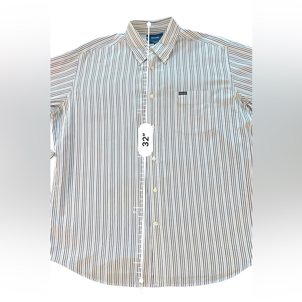 Faconnable Men's Blue White Striped Long Sleeve Button-Down Shirt Size XL - Picture 9 of 9